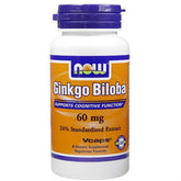 Ginkgo biloba Ekstrak Ginkgo Jepun 60 mg 60 Kapsul NOW FOODS